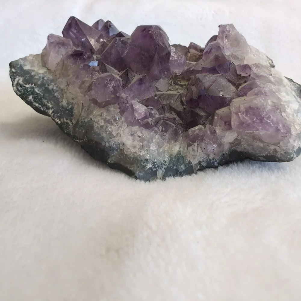 Amethyst Crystal Candle Holder Purple Raw Geode Cluster - Picture 16 of 16